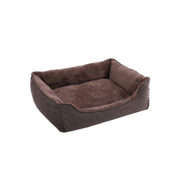 Wasbaar hondenbed met omkeerbaar kussen, Oxford-stof, bruin, 90 x 25 x 75 cm