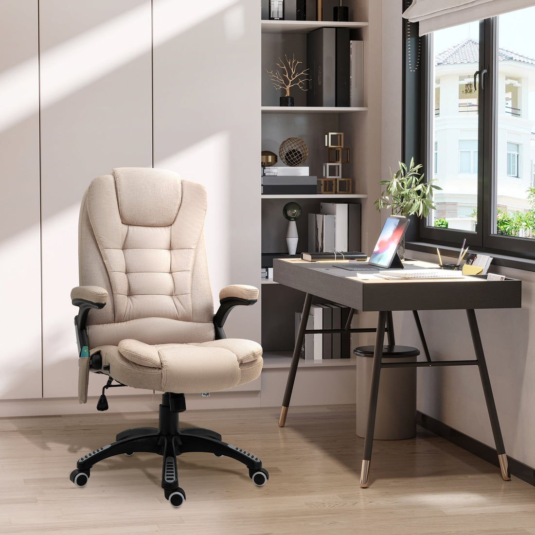 Massage-Bürostuhl mit Wärmefunktion | Farbe: Braun | Abmessungen: 72x68x110-120 cm