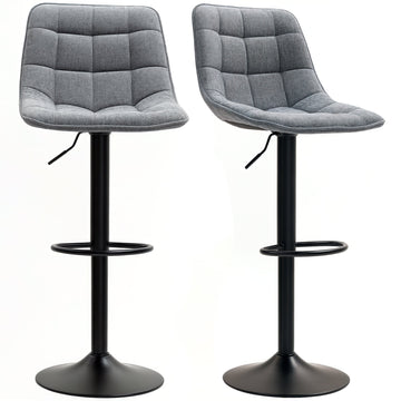 Set van 2 verstelbare barkrukken - Verstelbaar, draaibaar | Kleur: Grijs, Zwart | Afmetingen: 47x53x96-117 cm