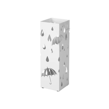Metalen paraplubak met haken, wit, 15,5 x 15,5 x 49 cm