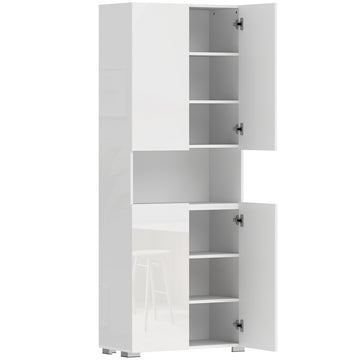 Hoge keukenkast voorraadkast met soft-close | Kleur: Hoogglans wit | Afmetingen: 68x34x180 cm