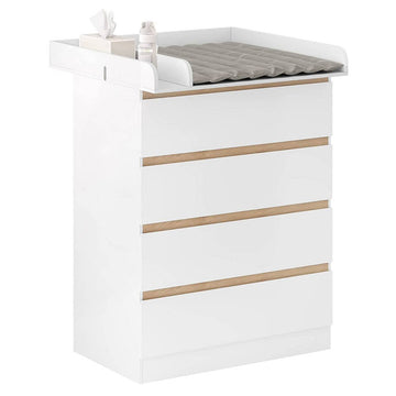 Commode met afneembare verschoonunit, 4 laden | Wit | 80x75x110 cm