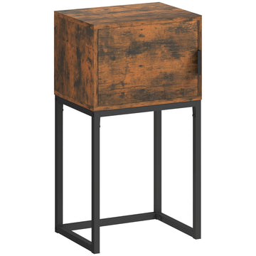 Smalle consoletafel met kast - Industriële haltafel | Kleur: Bruin, Zwart | Afmetingen: 40x30x76 cm