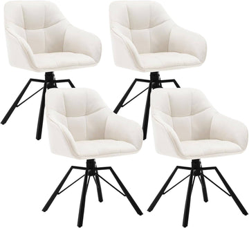Draaibare eetkamerstoelen met armleuningen 4-delige set | Crème | 58,5x54,5x82,5 cm