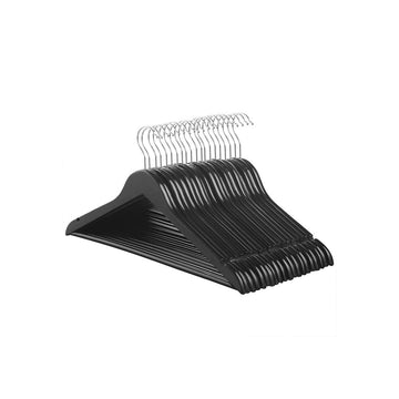 Houten kledinghangers 50 stuks met broeklat, zwart 44,5 x 23 x 1,2 cm