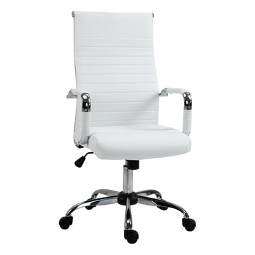 Bureaustoel met hoge rugleuning en wipfunctie | Kleur: Wit | Afmetingen: 54x62x104-114 cm