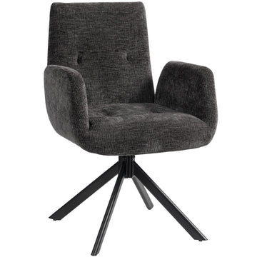 Grijze gestoffeerde draaifauteuil - Moderne armstoel | Kleur: Grijs | Afmetingen: 60x61x88 cm