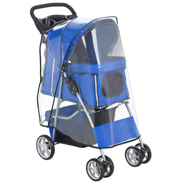 Hondenbuggy voor kleine honden en katten tot 10 kg | Kleur: Blauw | Afmetingen: 44x77x102 cm