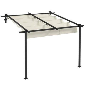 Pergola met uitschuifbaar dak voor patio | Kleur: Crème | Afmetingen: 297x297x200/230 cm