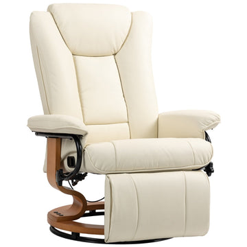 Compacte relaxfauteuil met voetensteun | Kleur: Crèmewit | Afmetingen: 78x88x103 cm