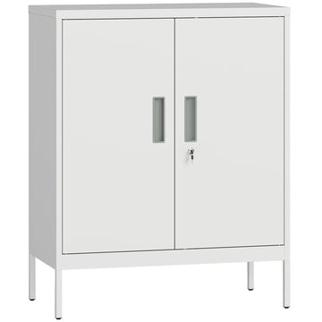 Lockbare stalen kast met verstelbare planken | Kleur: Wit | Afmetingen: 80x40x100 cm