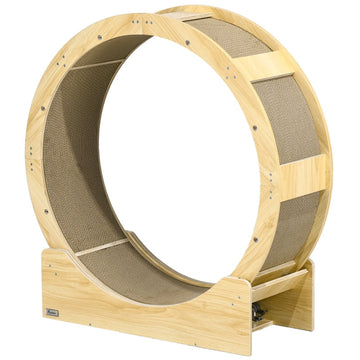 Kattenrad 91 cm met rem en krabplank - Eiken | Kleur: Eiken | Afmetingen: 33.5x91x94 cm