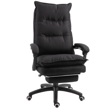 Massage bureaustoel met voetensteun | Kleur: Zwart | Afmetingen: 70x62x120-130 cm