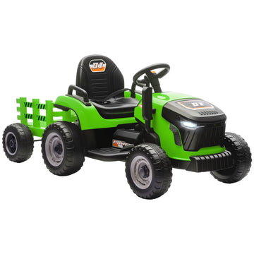 Kindertractor met aanhanger en afstandsbediening | Kleur: Groen | Afmetingen: 58x139x55 cm