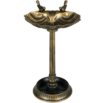 Vogelbad met Vogelbeelden en Voerbakken | Kleur: Goud | Afmetingen: 38x49.5x81 cm