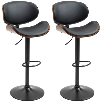 Set van 2 verstelbare barkrukken | Kleur: Zwart | Afmetingen: 52x53x92-112 cm