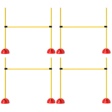 Hondenagilityset met 4 horden | Kleur: Rood, Geel | Afmetingen: 19,5x124x103 cm