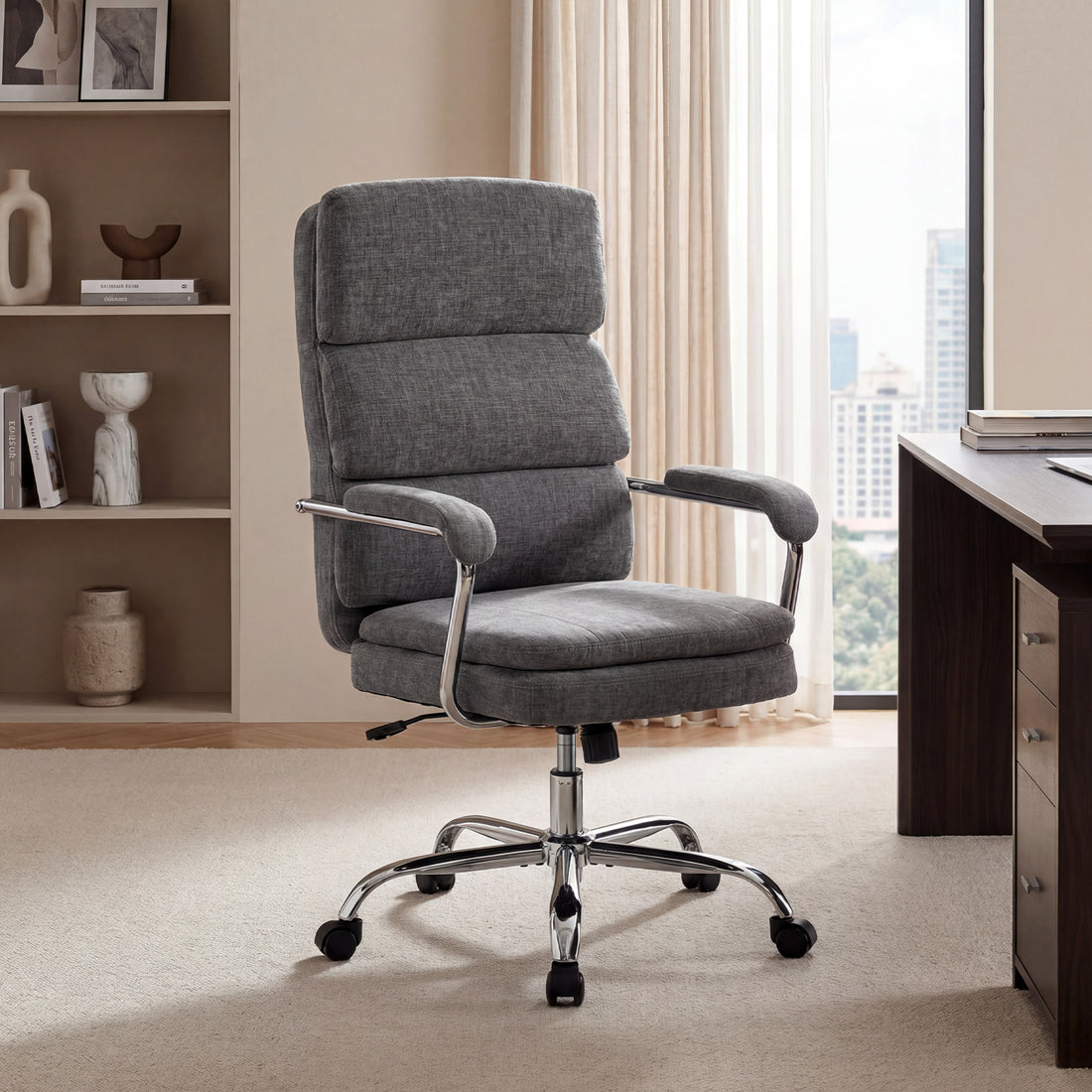 Ergonomischer Bürostuhl fürs Home Office | Farbe: Grau | Maße: 65x72,5x118 cm