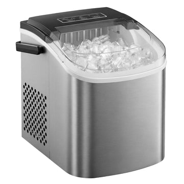 Draagbare ijsblokjesmachine met zelfreiniging en 2 formaten | Zilver | 25x31x32 cm