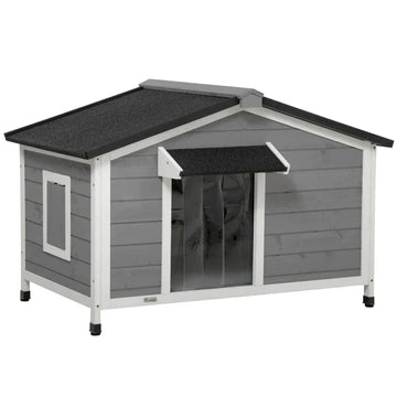 Houten hondenhok voor kleine honden | Kleur: Zwart+Grijs+Wit | Afmetingen: 79x109x72 cm