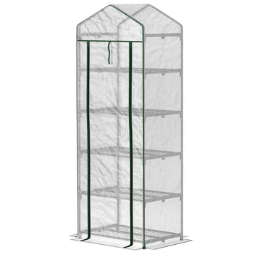 Mini-kas voor bloemen en groenten | Kleur: Wit, transparant | Afmetingen: 49x69x193 cm