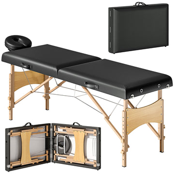 Verstelbare inklapbare massagetafel | Kleur: Zwart, bruin