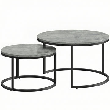 Stapelbare bijzettafels 2-delig - Koffietafels | Kleur: Grijs | Afmetingen: 78,5x78,5x46,5 cm