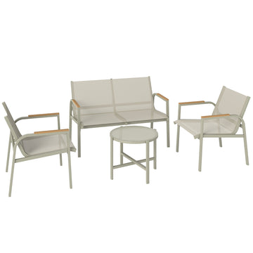 Tuinmeubelset voor 4 personen met bank en 2 stoelen | Kleur: Groen | Afmetingen: 112,5x68x74 cm