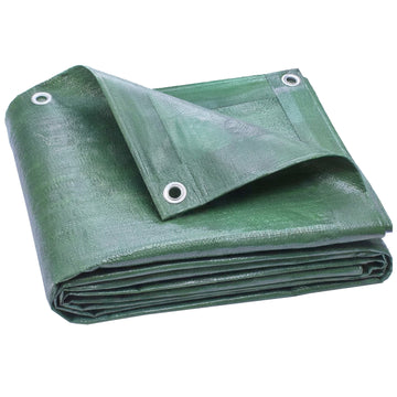Waterdicht afdekzeil 4 x 6 m 90 g/m² met ogen | Kleur: Groen | Afmetingen: 400x600x1 cm
