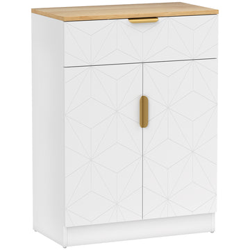 Modern sideboard met lade en verstelbare legplanken | Kleur: Wit | Afmetingen: 60x32x82 cm