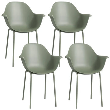 Set van 4 tuinstoelen met armleuningen | Kleur: Groen | Afmetingen: 55x59x84 cm