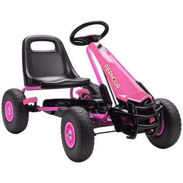 Roze trapkart voor kinderen met verstelbare stoel, 3-8 jaar | Kleur: Roze | Afmetingen: 61x110x62 cm