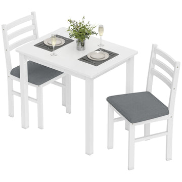 3-delige eettafelset met 2 stoelen | Kleur: Wit, Grijs