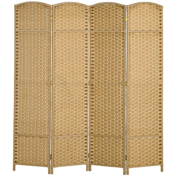 Room divider 4-delig - Vouwbaar kamerscherm | Kleur: Bruin | Afmetingen: 160x1.6x170 cm