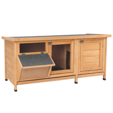 Dierenhok voor kleine dieren | Kleur: Naturel+zwart | Afmetingen: 50x112x54 cm