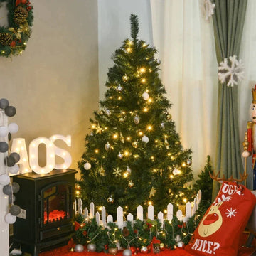 Kunstkerstboom 150 cm met 120 LED-lampjes | Kleur: Groen | Afmetingen: 95x95x150 cm