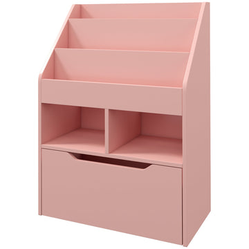 Kinderboekenkast met lade en vakken | Kleur: Roze | Afmetingen: 60x29.9x90 cm
