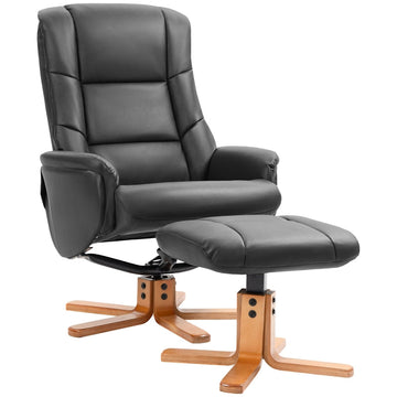 Relaxfauteuil met Voetenbank - Schommelstoel | Kleur: Zwart | Afmetingen: 71x84x102 cm