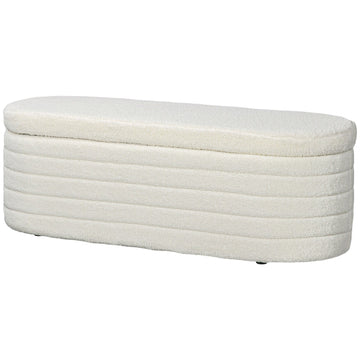 Gewatteerde bedbank met opbergruimte | Kleur: Wit | Afmetingen: 41x116x40.5 cm