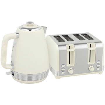 Waterkoker- en broodroosterset 1,7 l 2200 W | Kleur: Wit, grijs | Afmetingen: 16,5x21,1x25,2 cm