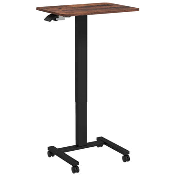 Zit-sta bureau op wielen | Kleur: Rustiek bruin, zwart | Afmetingen: 48x65x68-108 cm