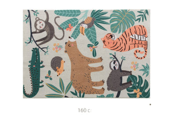 Fleece vloerkleed met junglepatroon | Kleur: Meerkleurig | Afmetingen: 120x160x0.7 cm