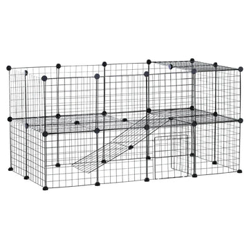 Metalen dierenren voor kleine huisdieren | Kleur: Zwart | Afmetingen: 73x146x73 cm