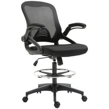 Bureaustoel met voetensteun | Kleur: Zwart | Afmetingen: 60x64x106-126 cm
