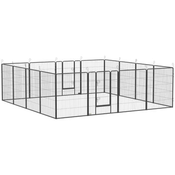 Puppyren voor honden - 16 panelen | Kleur: Grijs | Afmetingen: 320x320x100 cm