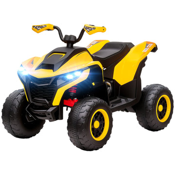 Elektrische kinderquad met LED en muziek | Kleur: Geel, Zwart | Afmetingen: 69x101x75 cm