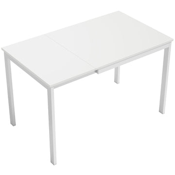 Uitschuifbare eettafel voor 4-6 personen | Kleur: Wit | Afmetingen: 120x70x74 cm
