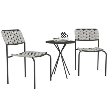 Poly rattan tuinmeubelset voor 2 personen - 2 stoelen en tafel | Kleur: Grijs
