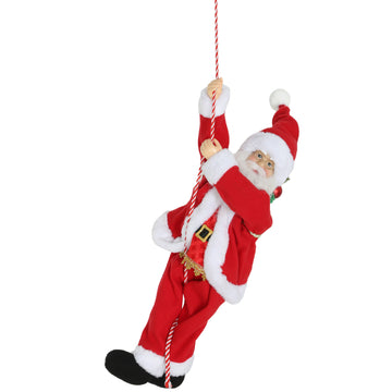 Zingende en klimmende kerstman 60 cm met cadeauzak | Kleur: Rood | Afmetingen: 18x20x60 cm