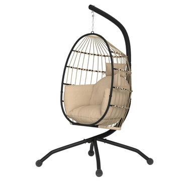 Hangstoel Egg Chair - Voor binnen en buiten | Kleur: Bruin, zwart | Afmetingen: 88x120x192 cm